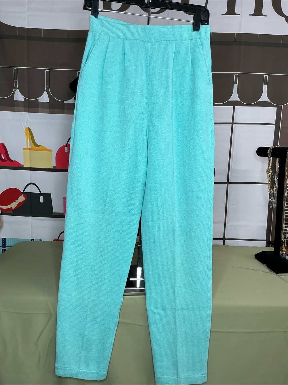 St. John Mint Green High-Waist Pleated Trousers #1351